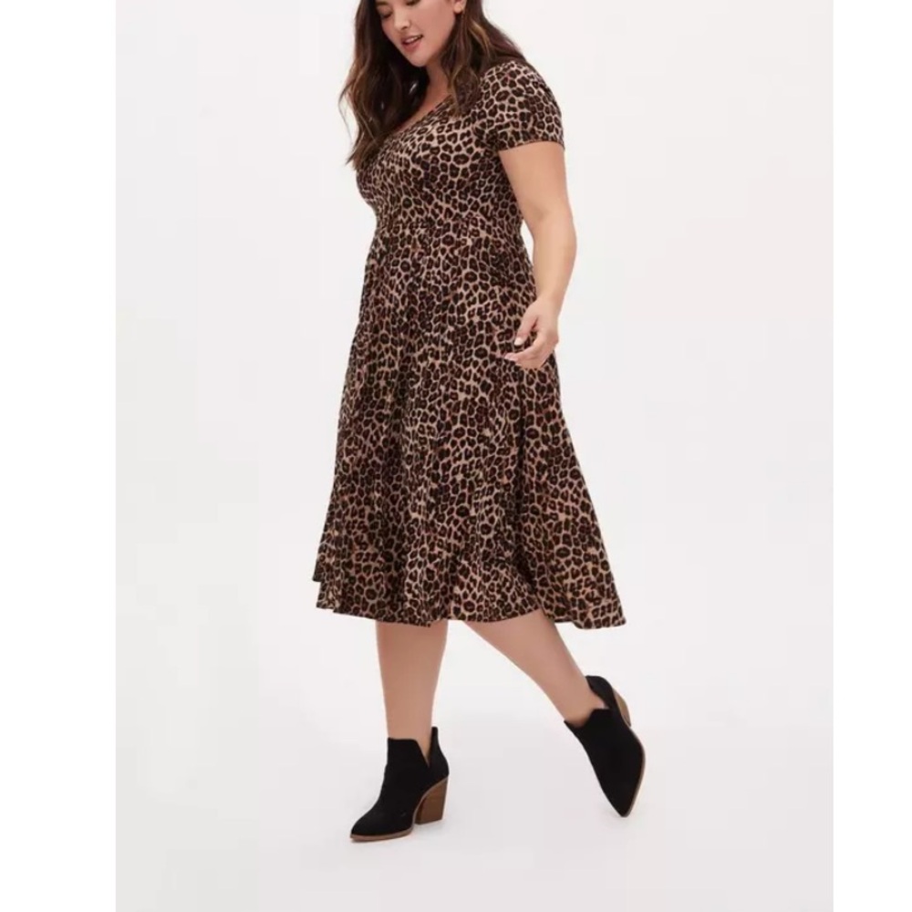 TORRID NWT Mini Challis Button-Front Dress Leopard 0655 - Picture 2 of 6